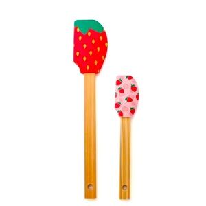 Strawberry Pattern Silicone Spatula Set of 2 scrapers-spreaders-spatula…